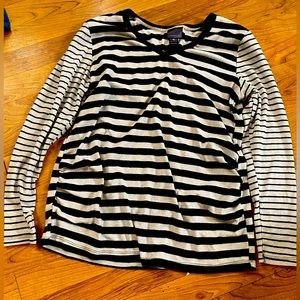 Long Sleeve Black & White Striped Maternity Top by Oh Baby by Motherhood (EUC)
